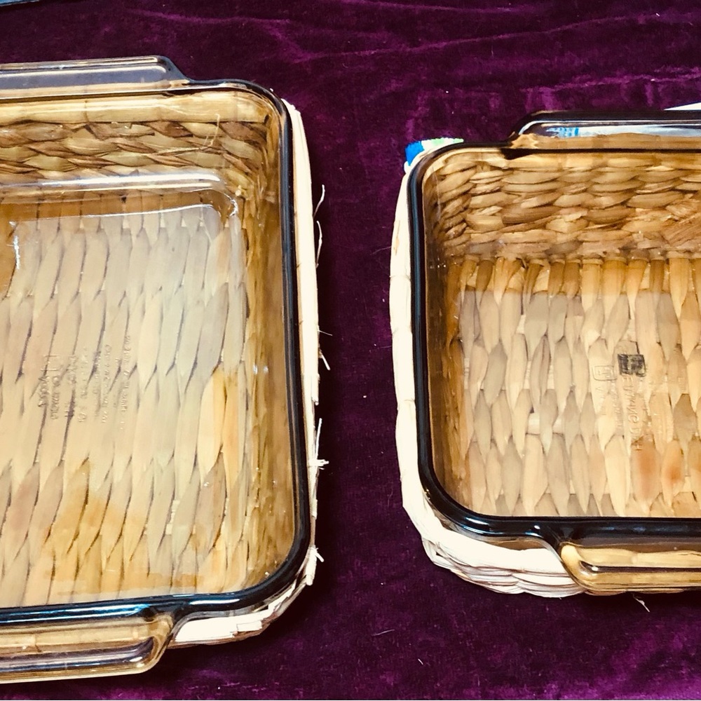 Glass Baking Dishes with Woven Holders